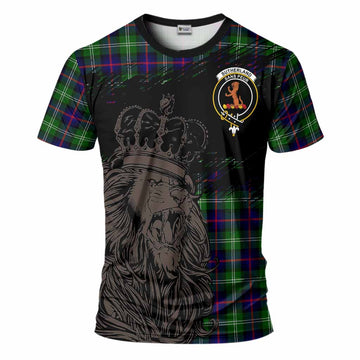 Sutherland Tartan Crest T-Shirt Crowned Lion Heritage Style