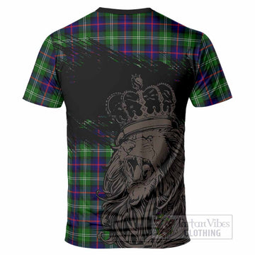 Sutherland Tartan Crest T-Shirt Crowned Lion Heritage Style
