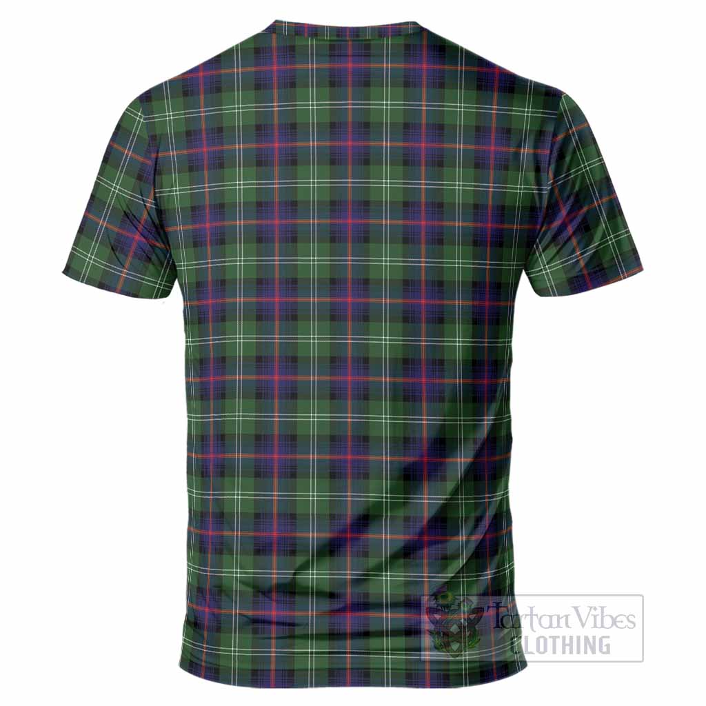 Sutherland Tartan Crest T-Shirt Ferocious Lion Style