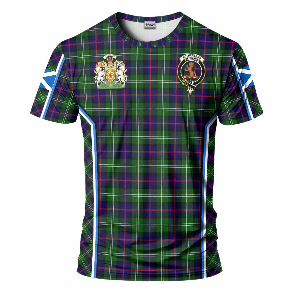 Sutherland Tartan Crest T-shirt Scotland Coat of Arm Flag Style - Tartan Vibes Clothing