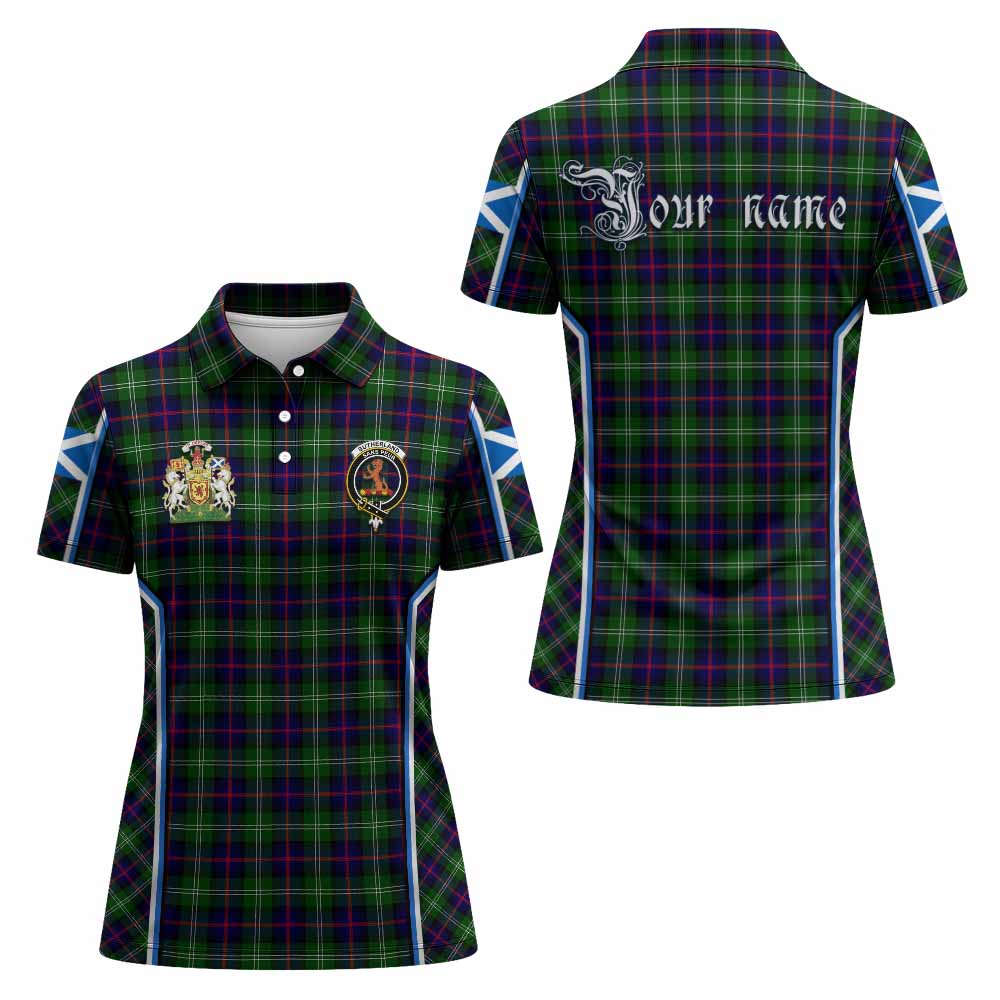Sutherland Tartan Crest Women's Polo Shirt Scotland Coat of Arm Flag Style - Tartan Vibes Clothing