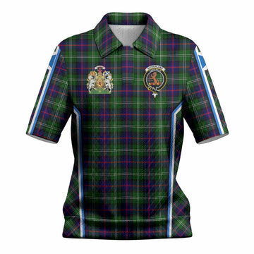 Sutherland Tartan Crest Women’s Polo Sweater Top Scotland Coat of Arm Flag Style