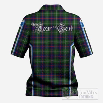 Sutherland Tartan Crest Women’s Polo Sweater Top Scotland Coat of Arm Flag Style