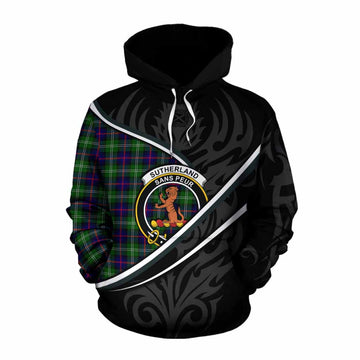 Sutherland Tartan Family Crest Cotton Hoodie Celtic Scottish Thistle Floral