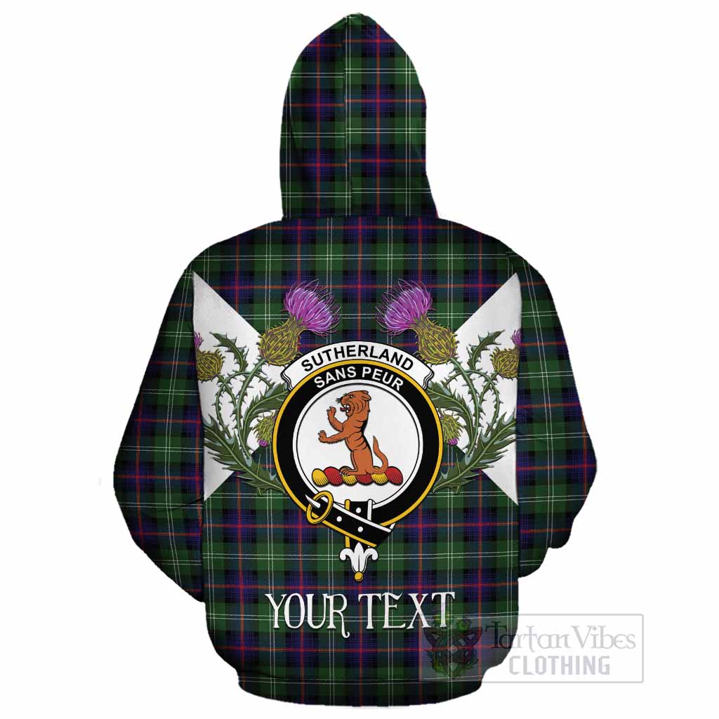 Sutherland Tartan Family Crest Cotton Hoodie Scottish Burns Night Thistle Floral