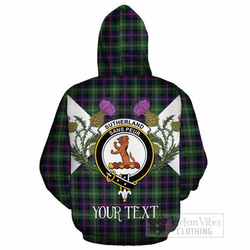 Sutherland Tartan Family Crest Cotton Hoodie Scottish Burns Night Thistle Floral