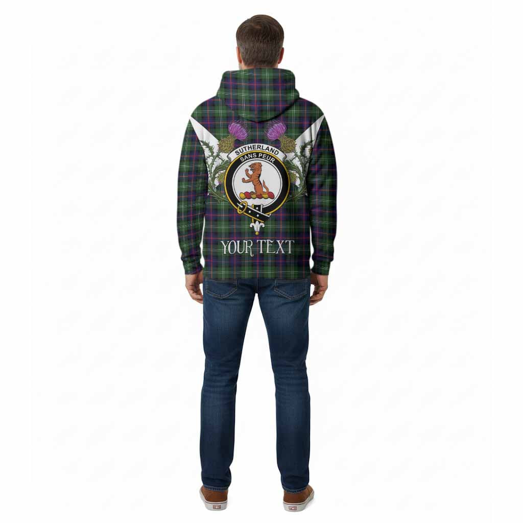 Sutherland Tartan Family Crest Cotton Hoodie Scottish Burns Night Thistle Floral