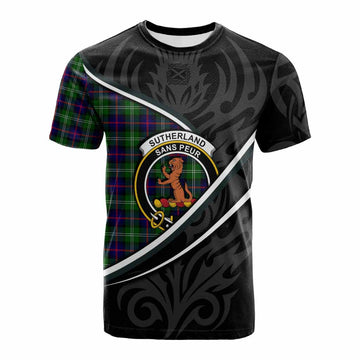 Sutherland Tartan Family Crest Cotton T-shirt Celtic Scottish Thistle Floral
