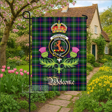 Sutherland Tartan Family Crest Garden Flag Royal Thistle Welcome Style