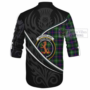 Sutherland Tartan Family Crest Ghillie Kilt Shirt Celtic Scottish Thistle Floral