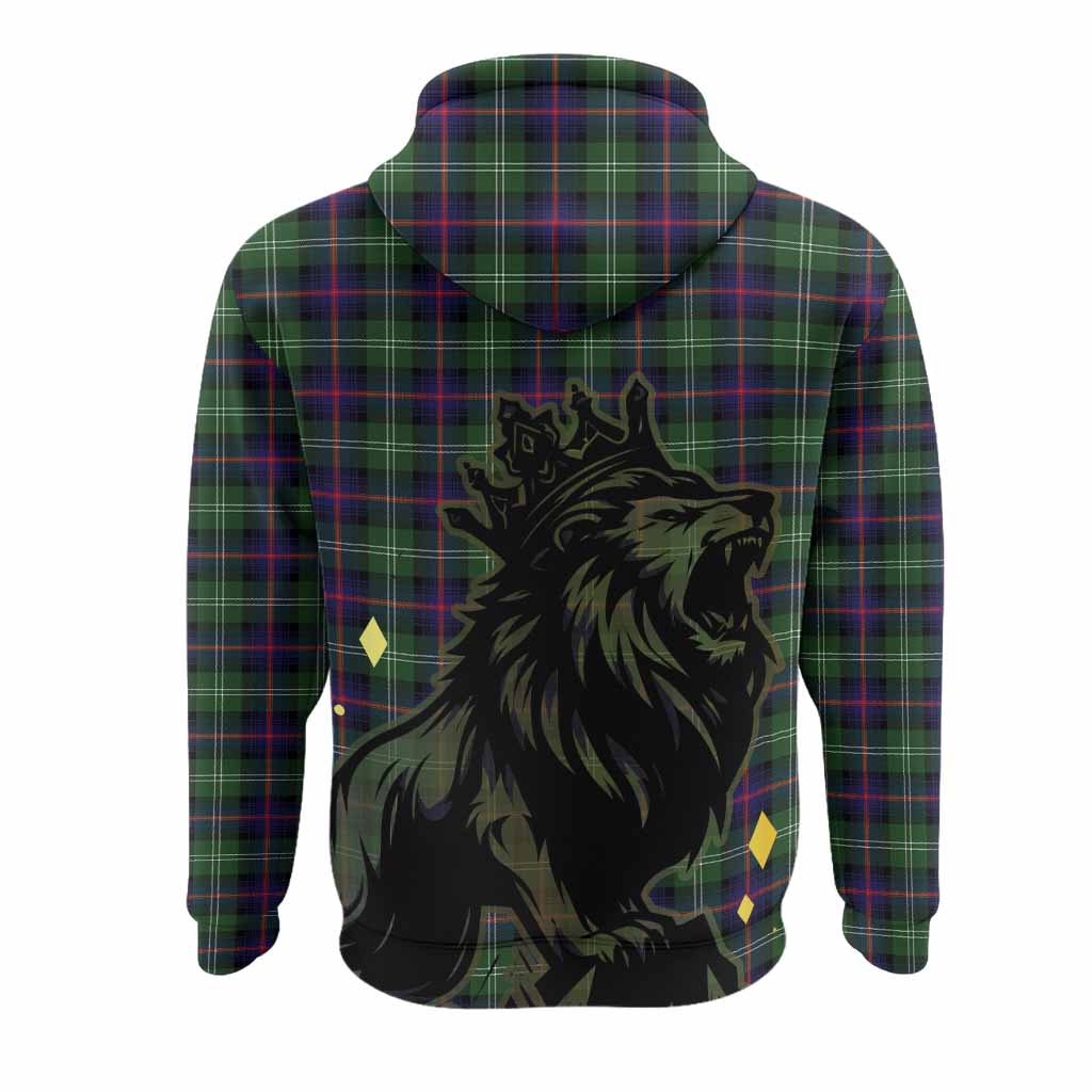 Sutherland Tartan Family Crest Hoodie Crowned Lion Roaring