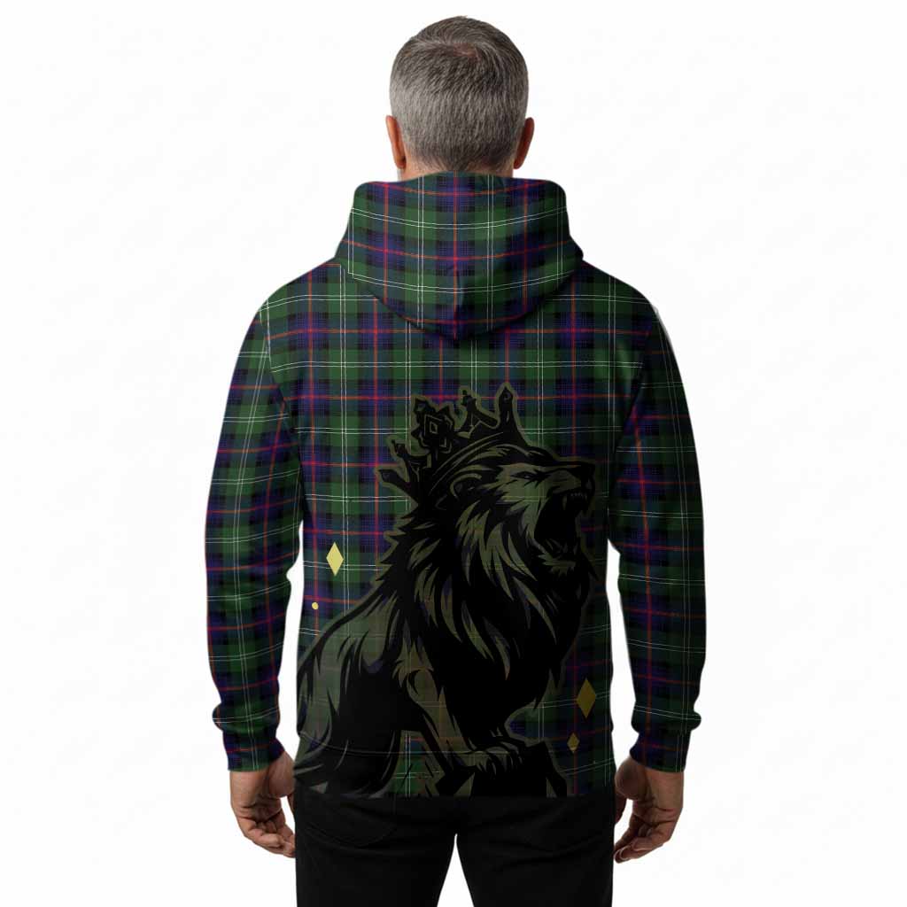 Sutherland Tartan Family Crest Hoodie Crowned Lion Roaring