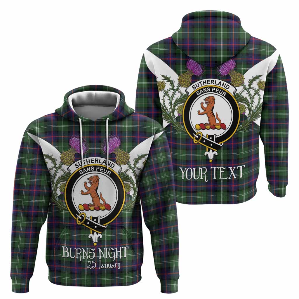 Sutherland Tartan Family Crest Hoodie Scottish Burns Night Thistle Floral