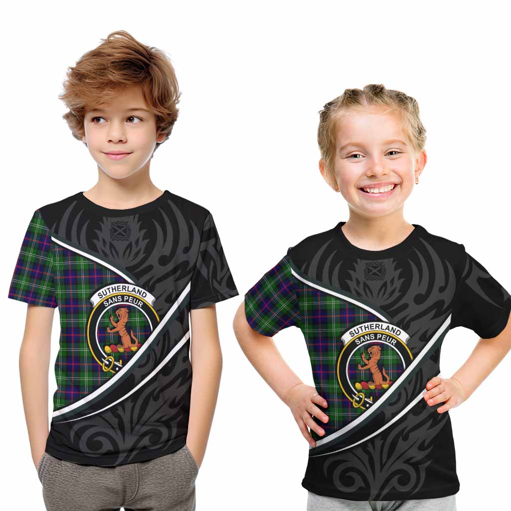 Sutherland Tartan Family Crest Kid T-shirt Celtic Scottish Thistle Floral - Tartan Vibes Clothing