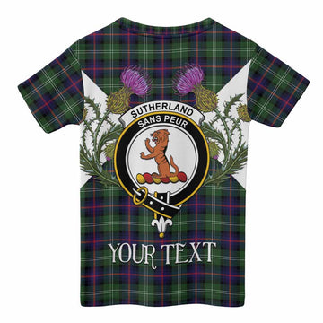 Sutherland Tartan Family Crest Kid T-shirt Scottish Burns Night Thistle Floral