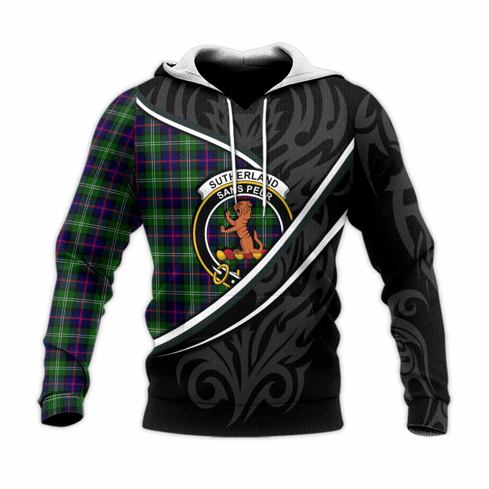 Sutherland Tartan Family Crest Knitted Hoodie Celtic Scottish Thistle Floral - Tartan Vibes Clothing