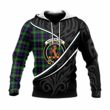 Sutherland Tartan Family Crest Knitted Hoodie Celtic Scottish Thistle Floral