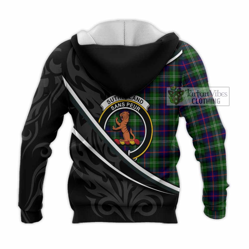 Sutherland Tartan Family Crest Knitted Hoodie Celtic Scottish Thistle Floral - Tartan Vibes Clothing