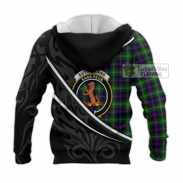 Sutherland Tartan Family Crest Knitted Hoodie Celtic Scottish Thistle Floral