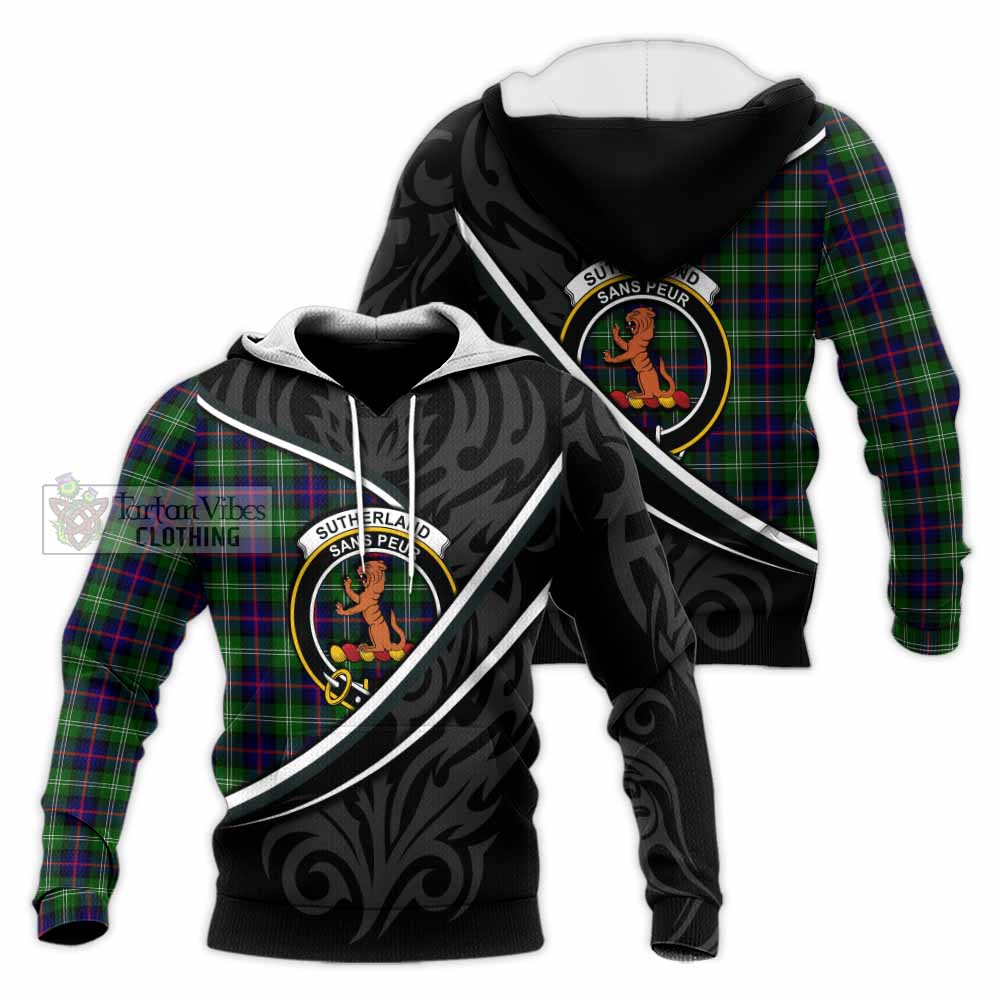 Sutherland Tartan Family Crest Knitted Hoodie Celtic Scottish Thistle Floral - Tartan Vibes Clothing
