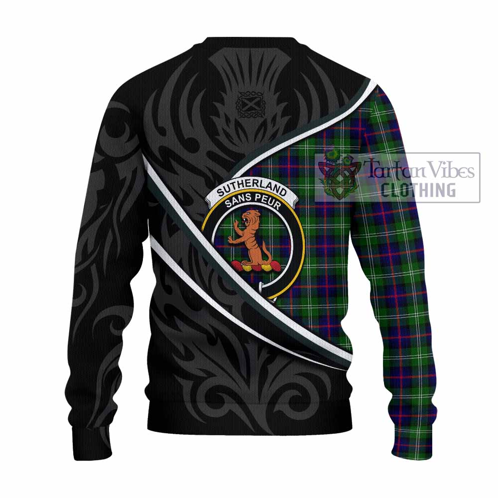 Sutherland Tartan Family Crest Knitted Sweater Celtic Scottish Thistle Floral - Tartan Vibes Clothing