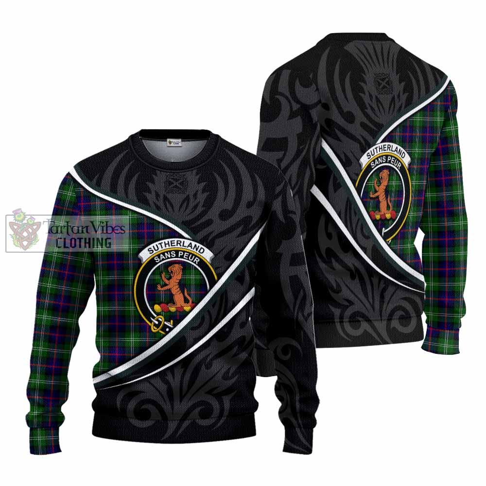 Sutherland Tartan Family Crest Knitted Sweater Celtic Scottish Thistle Floral - Tartan Vibes Clothing