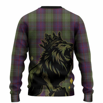 Sutherland Tartan Family Crest Knitted Sweater Crowned Lion Roaring