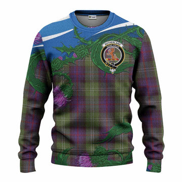 Sutherland Tartan Family Crest Knitted Sweater Thistle in Minimalism
