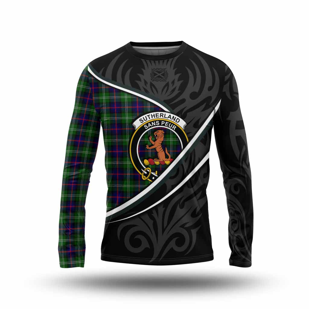 Sutherland Tartan Family Crest Long Sleeve T-Shirt Celtic Scottish Thistle Floral - Tartan Vibes Clothing