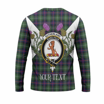 Sutherland Tartan Family Crest Long Sleeve T-Shirt Scottish Burns Night Thistle Floral