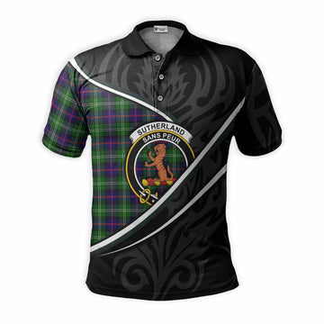 Sutherland Tartan Family Crest Polo Shirt Celtic Scottish Thistle Floral