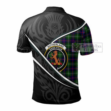 Sutherland Tartan Family Crest Polo Shirt Celtic Scottish Thistle Floral