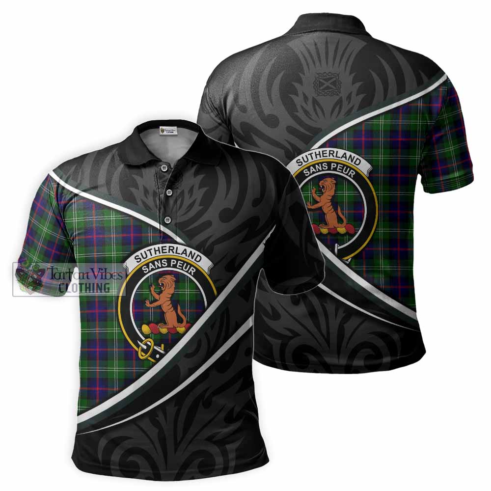 Sutherland Tartan Family Crest Polo Shirt Celtic Scottish Thistle Floral - Tartan Vibes Clothing