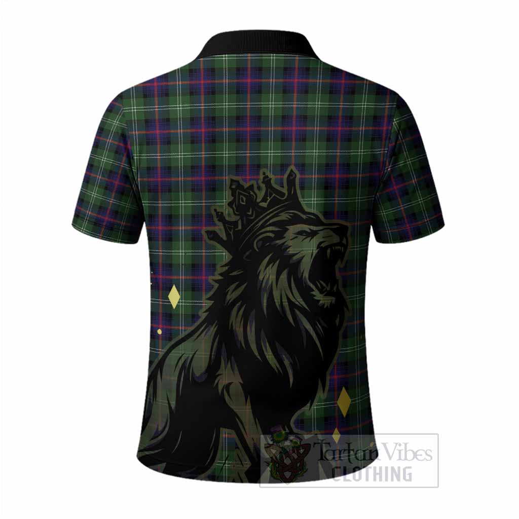 Sutherland Tartan Family Crest Polo Shirt Crowned Lion Roaring