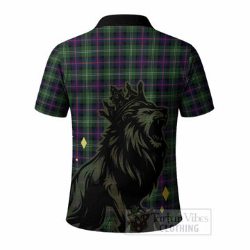Sutherland Tartan Family Crest Polo Shirt Crowned Lion Roaring