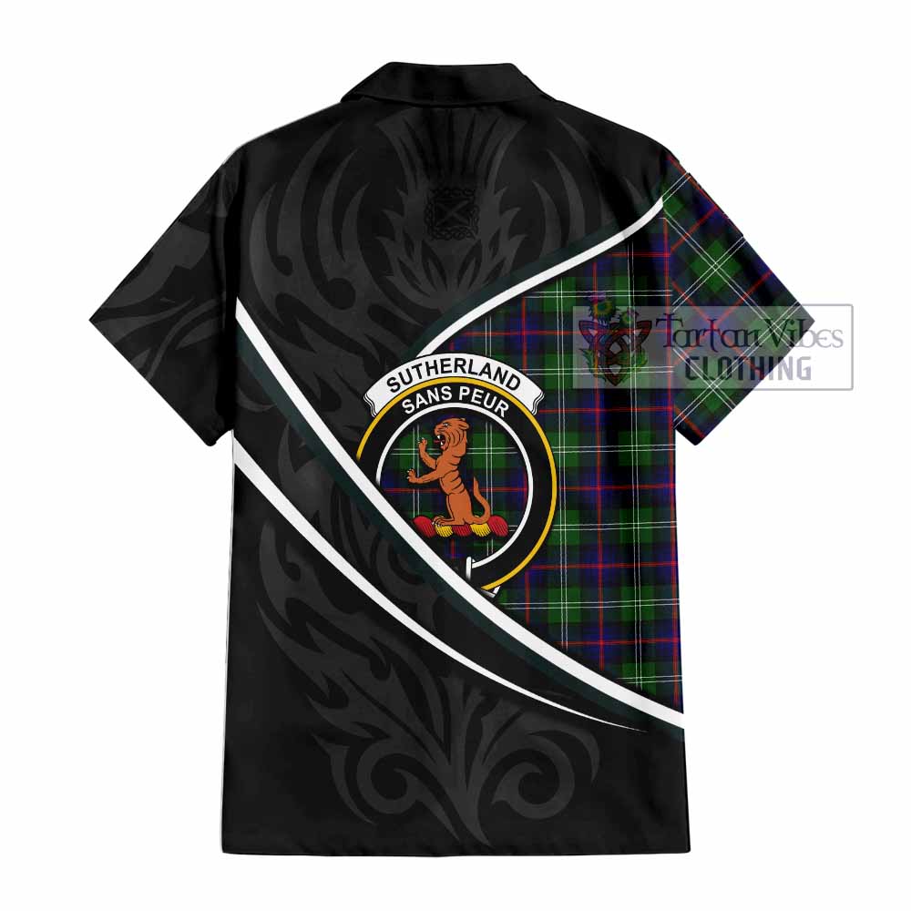 Sutherland Tartan Family Crest Short Sleeve Button Shirt Celtic Scottish Thistle Floral - Tartan Vibes Clothing