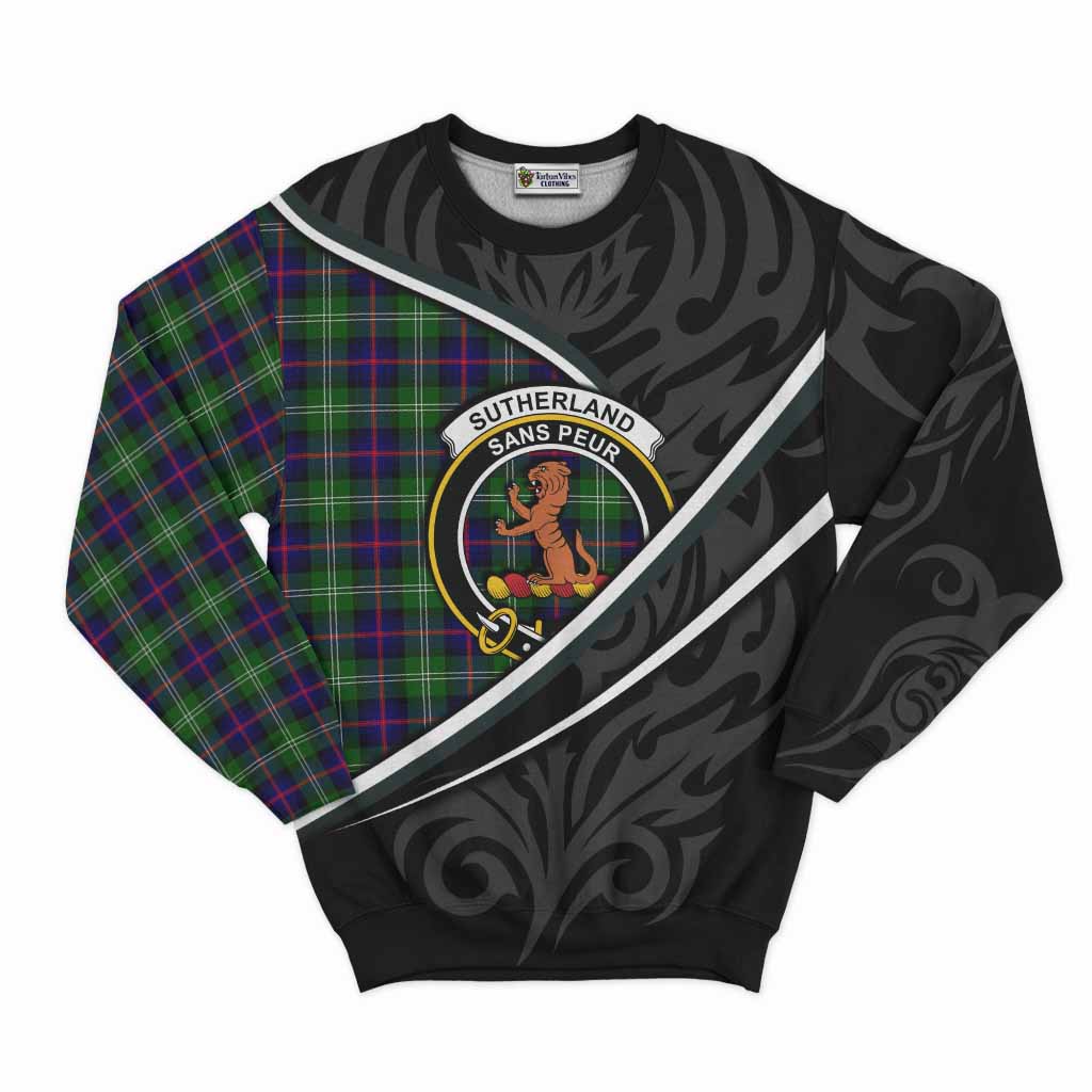Sutherland Tartan Family Crest Sweatshirt Celtic Scottish Thistle Floral - Tartan Vibes Clothing