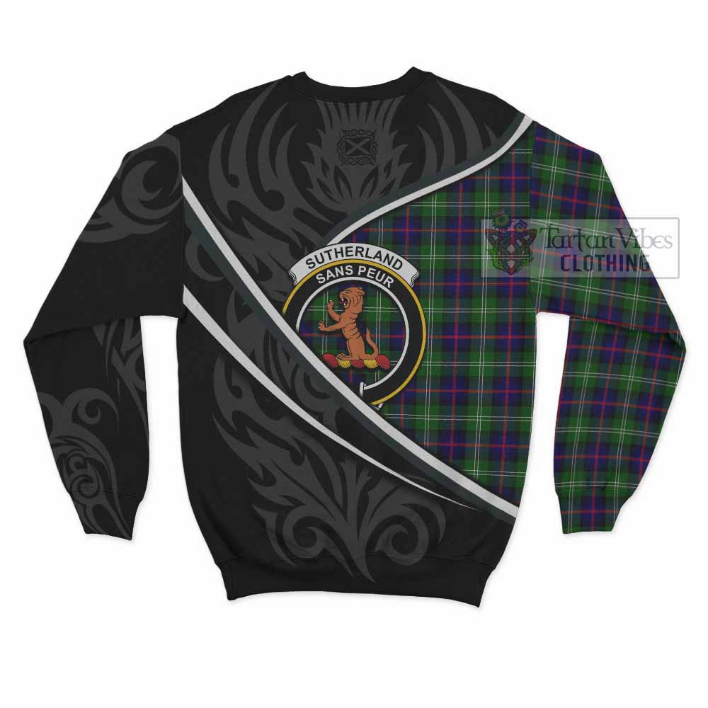 Sutherland Tartan Family Crest Sweatshirt Celtic Scottish Thistle Floral - Tartan Vibes Clothing