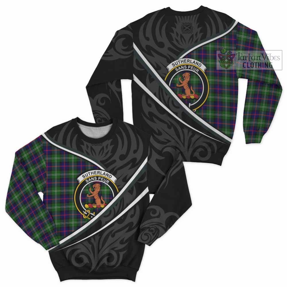 Sutherland Tartan Family Crest Sweatshirt Celtic Scottish Thistle Floral - Tartan Vibes Clothing