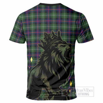 Sutherland Tartan Family Crest T-Shirt Crowned Lion Roaring