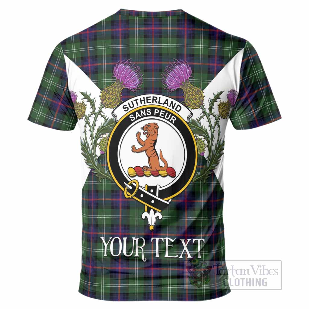 Sutherland Tartan Family Crest T-Shirt Scottish Burns Night Thistle Floral