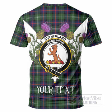 Sutherland Tartan Family Crest T-Shirt Scottish Burns Night Thistle Floral