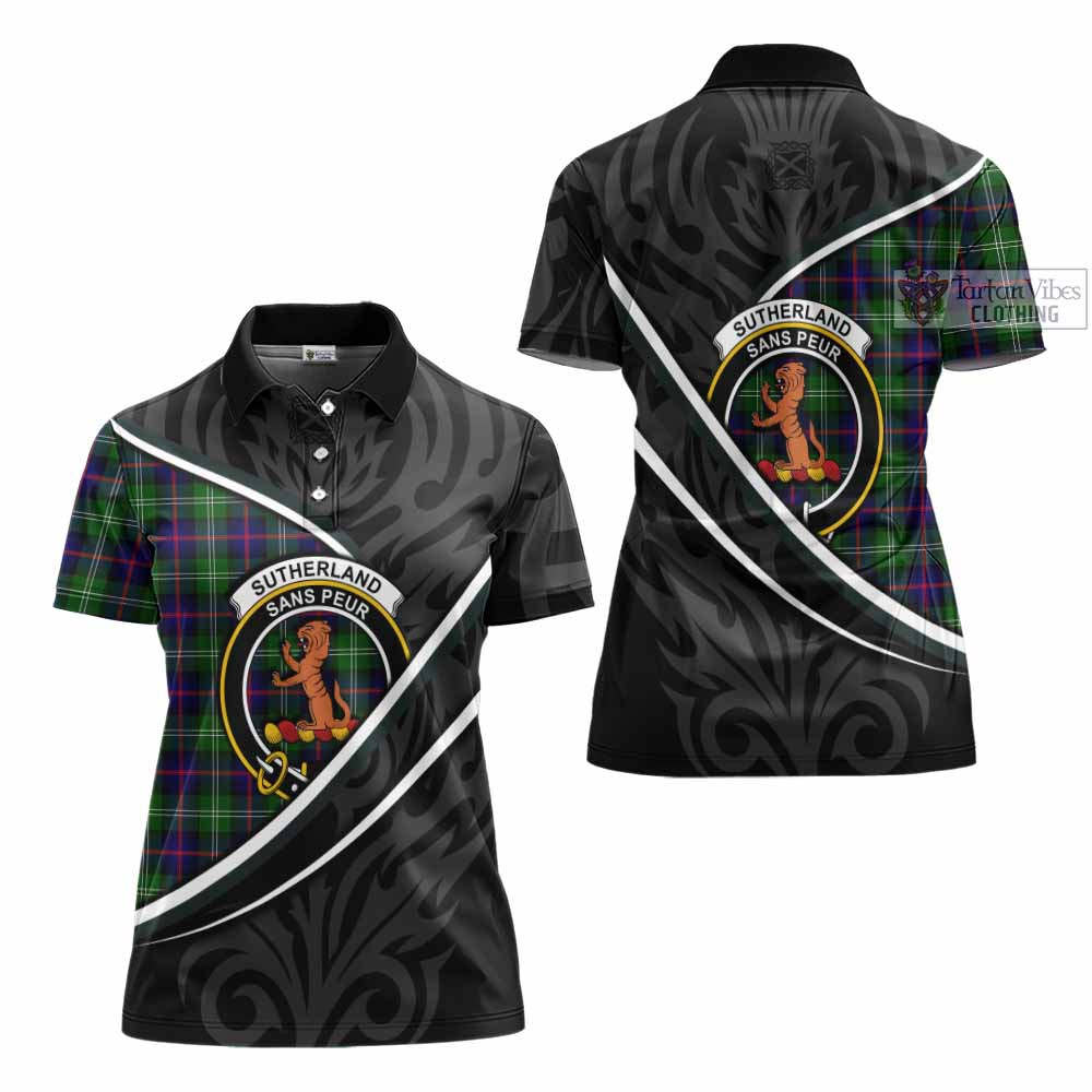 Sutherland Tartan Family Crest Women's Polo Shirt Celtic Scottish Thistle Floral - Tartan Vibes Clothing