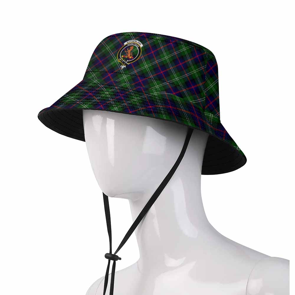 Sutherland Tartan Fishing Hat with Family Crest