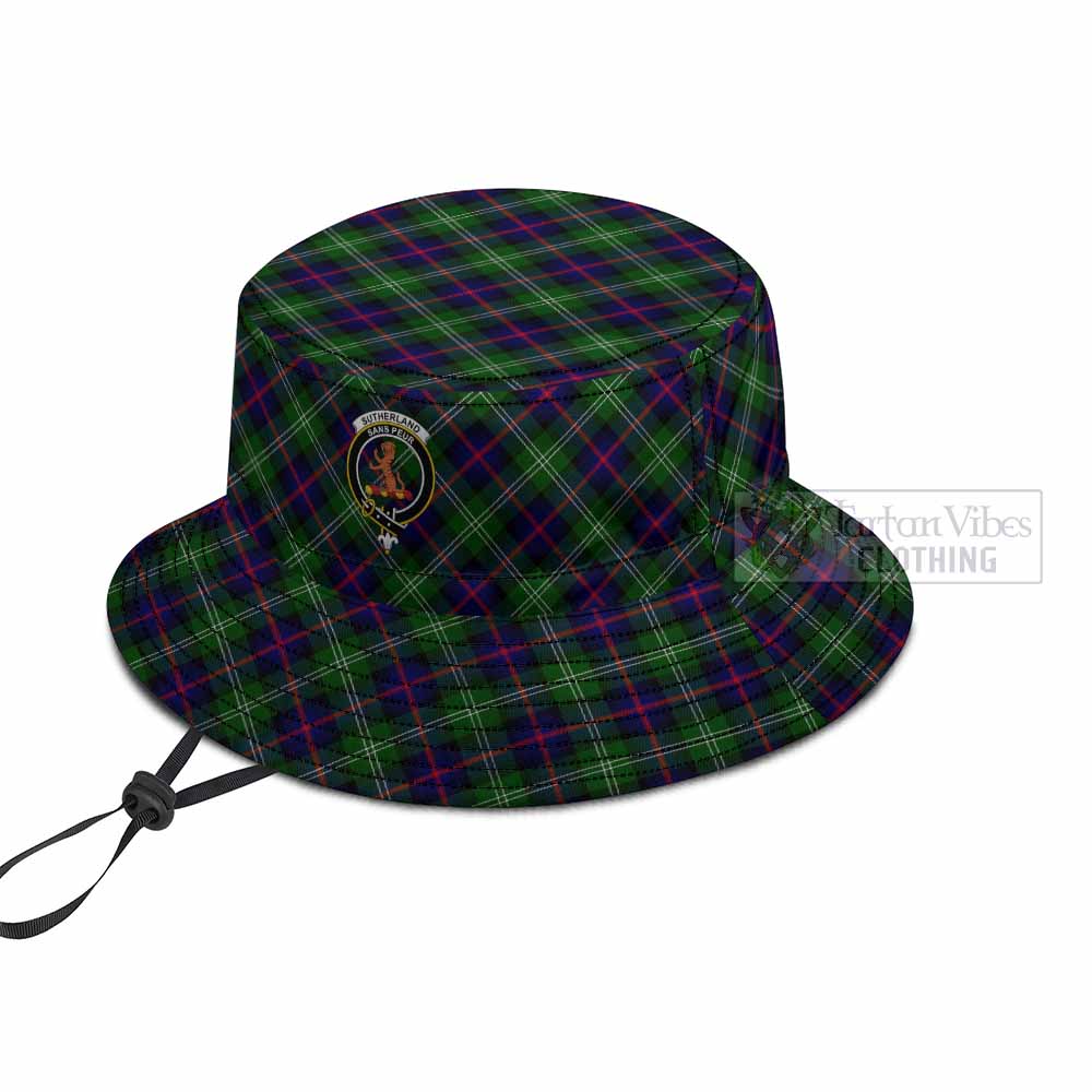 Sutherland Tartan Fishing Hat with Family Crest