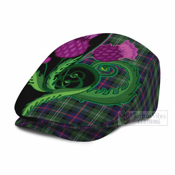 Sutherland Tartan Flat Cap, Jeff Cap Traditional Scottish Thistle