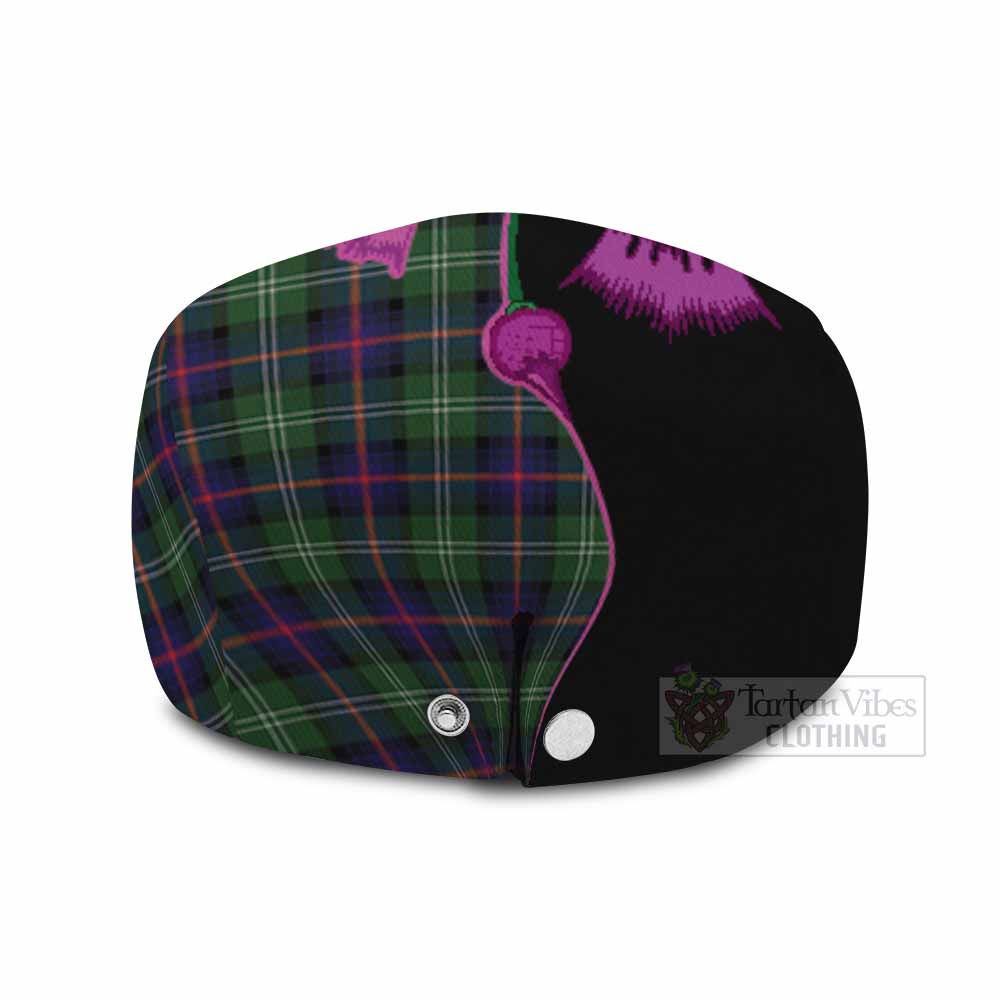 Sutherland Tartan Flat Cap, Jeff Cap Traditional Scottish Thistle