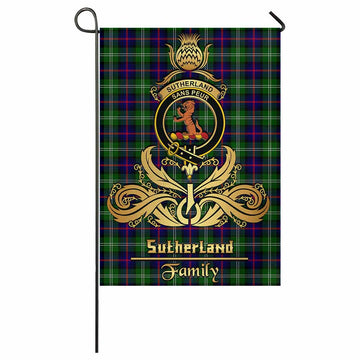 Sutherland Tartan Garden Flag with Highland Thistle Cherish Family Crest Style