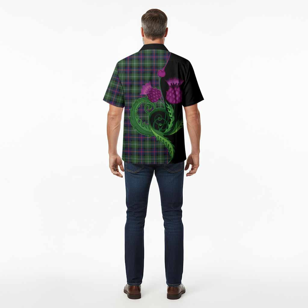 Sutherland Tartan Hawaiian Shirt Traditional Scottish Thistle