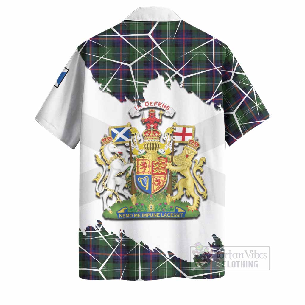Sutherland Tartan Hawaiian Shirt with Family Crest and Lion Rampant Grunge Style